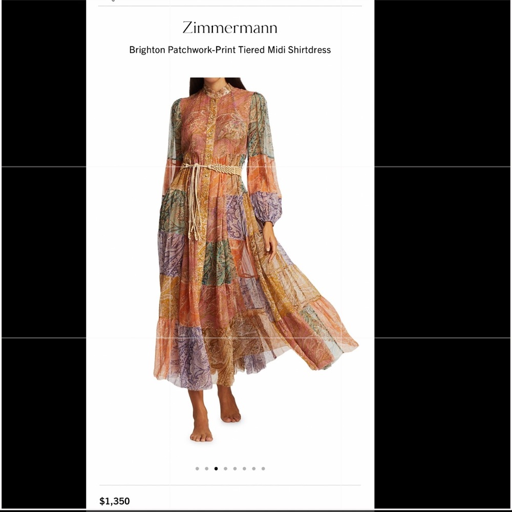 Brighton Patchwork-Print Tiered Midi Shirtdress